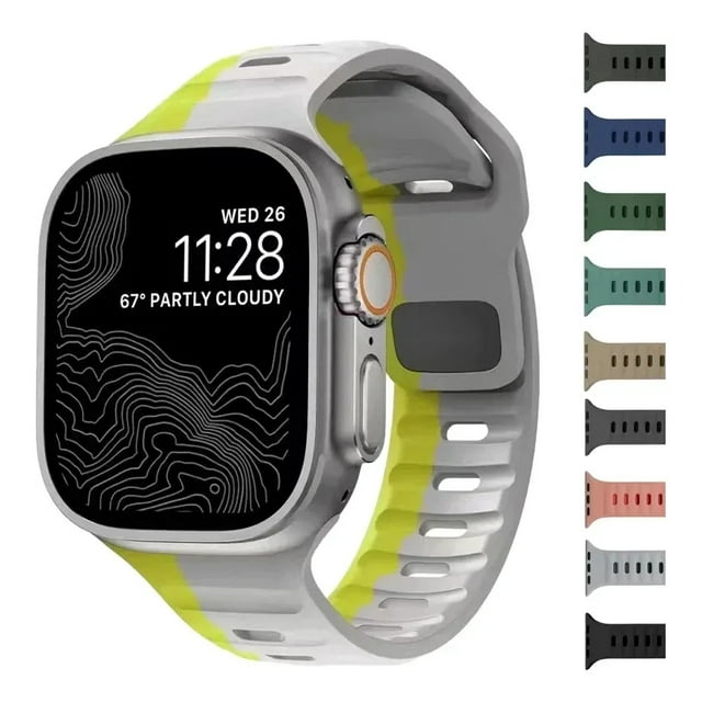Correa Sport para Apple Watch, Silicona Bicolor, Resistente al Agua, Estilo Deportivo, Compatible con Todas las Series