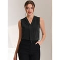 thumbnail image 3 of DARING DIVA Sleeveless Pleated Front Work Office Blouse M Black, 3 of 6