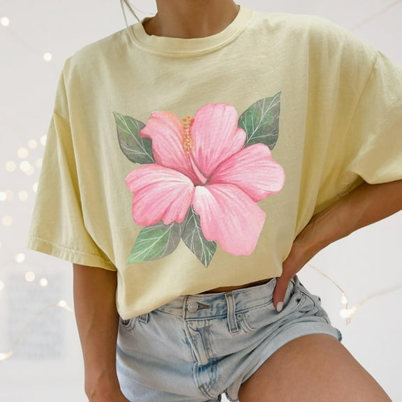 ANUNSHIRT Hawaiian Hibiscus Shirt, Trendy Oversized Beach Tshirt, Pinterest Outfit, Gift For Teen Girl, Coastal Summer Vacation Travel Shirt Unisex S-5XL Hot Trending Shirt, Vintage Birthday Gift