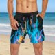 thumbnail image 3 of Ceisia Men's Vibrant Flame Print Beach Shorts | 4-Way Stretch Drawstring Swim Trunks (Black) Gifts, 3 of 6