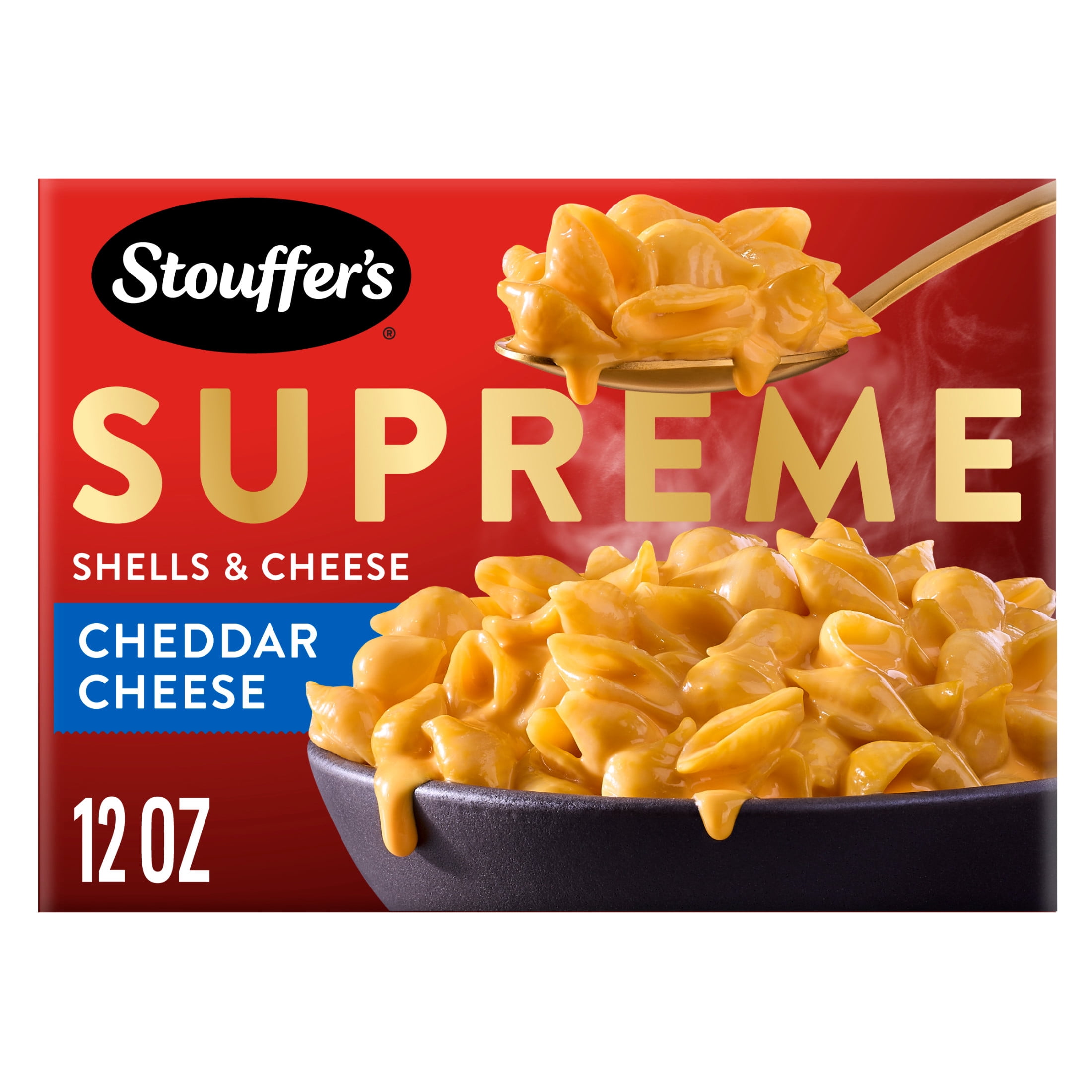 (12 pack) Stouffer’s Macaroni and Cheese Meal, Supreme Shells and Cheese, Cheddar Cheese Sauce, Boxed Mac and Cheese Pasta Dinner Kit, 12 oz