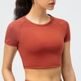 thumbnail image 4 of Vmvidoty Short Sleeve Tops for Women Quick-drying Running Workout Tops for Women Athletic Seamless Crop Basic Gym Yoga Tops Red XL, 4 of 7
