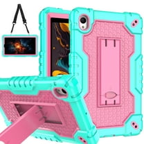 FIEWESEY Case for Onn 8 inch Gen 4 Tablet Case (2024 Model) 100135923 Slim Heavy Duty Built in Stand Hard Back Shell Protective Case with Shoulder Strap for Onn 8 inch Gen 4 Tablet (Green/Pink)