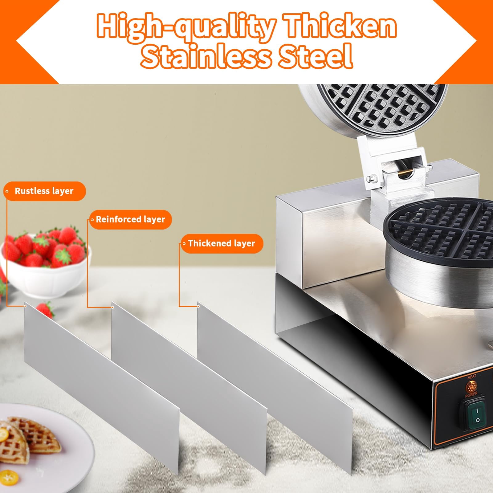 Juiluna 360° Rotating Electric Waffle Making Machine | 50-250℃ Non-Stick Flip Waffle Iron Waffle Maker Time Control Temperature Adjustable, 110V 1200W