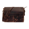 thumbnail image 2 of Premium Buffalo Leather Laptop Messenger Bag, Handmade Vintage Brown, Canvas Lining 2 of 5