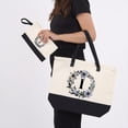 thumbnail image 5 of HIFA Initial Tote Bag for Women, Personalized Canvas Tote Bag - Two-Tone, Zipper Closure, Inner Pocket, Organic Cotton, Sturdy - Multipurpose Shoulder Bag Suitable for Shopping, Grocery, Beach, Travel, 5 of 5