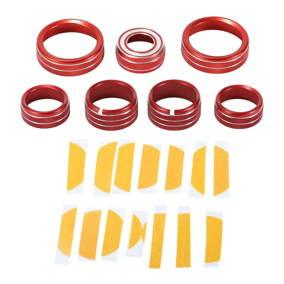 Unique Bargains AC Media 4WD Headlight Switch Knob Cover Interior Trim for GMC Canyon 15-22 Aluminum Alloy Red 7 Pcs
