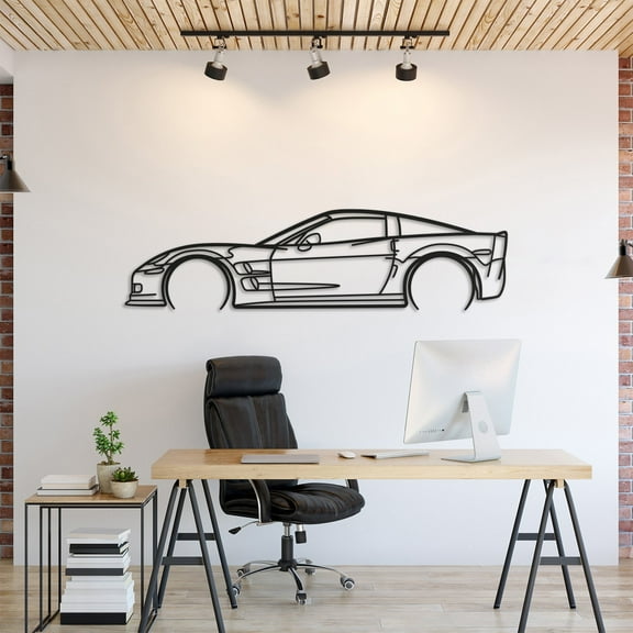 LaModaHome Corvette C6 ZR1 Metal Silhouette Wall Art