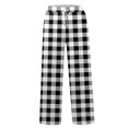 thumbnail image 4 of WTOBBY Women's Wide Leg Casual Pants High Waist Plaid Sports Trousers, Comfortable Stretch Athletic Pants for Jogging and Lounge Wear,White S, 4 of 6
