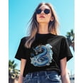 thumbnail image 3 of Blue Dragon Chinese Style Womens Tshirt Graphic Tees Cotton Crew Neck T-Shirts, Casual Short Sleeve Shirts for Women Teen Girl Chinoiserie, 3 of 3