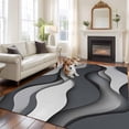 thumbnail image 2 of Black Gray Area&nbsp;Rug 6x9ft Ombre Ocean Wave Geometric Abstract Modern Non-Slip&nbsp;Washable Square&nbsp;Rugs Soft Felt Indoor Floor Mat for Bedroom Kitchen Living Room Bathroom, 2 of 9