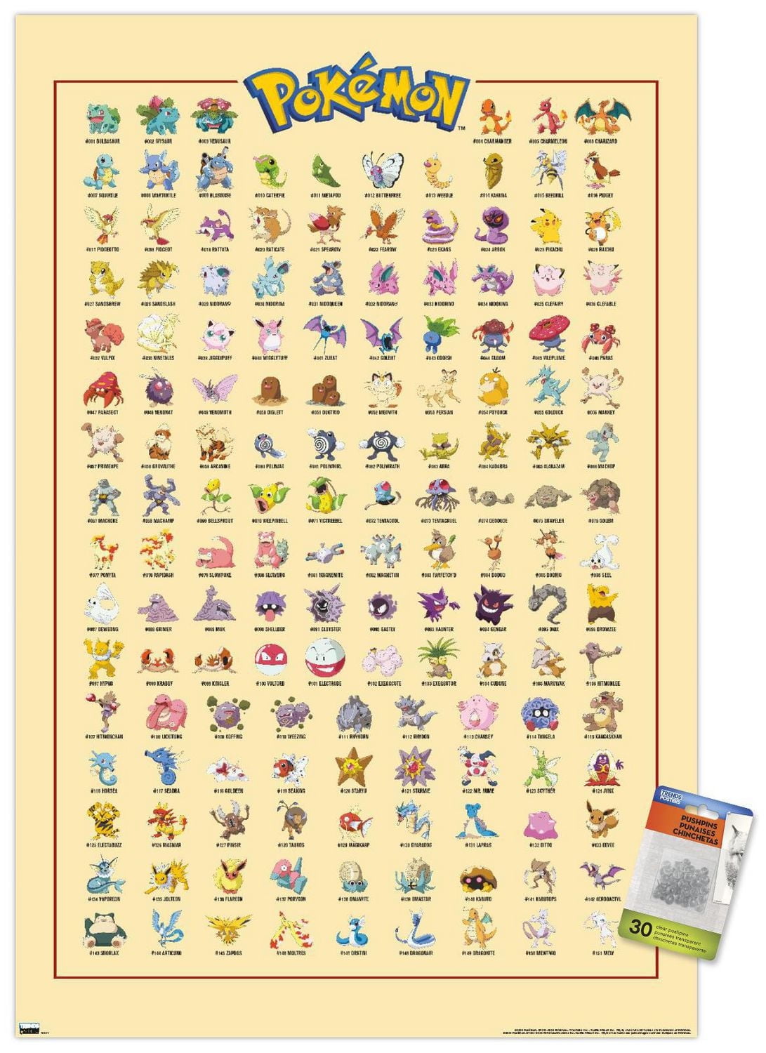 Pokémon - Kanto Grid Wall Poster