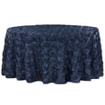 thumbnail image 1 of 1 Pc, Wedding Rosette Satin 132" Round Tablecloth - Navy Blue For Baby Showers, Quinceaneras, Birthday Celebrations & Special Occasion, 1 of 1