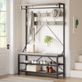 thumbnail image 1 of Bingirl 72-Inch Gray Industrial Hall Tree with Storage Bench for Entryway - Wood Look, Large Shoe Rack with Shelf, Hanging Bar, and 8 Hooks, 1 of 8