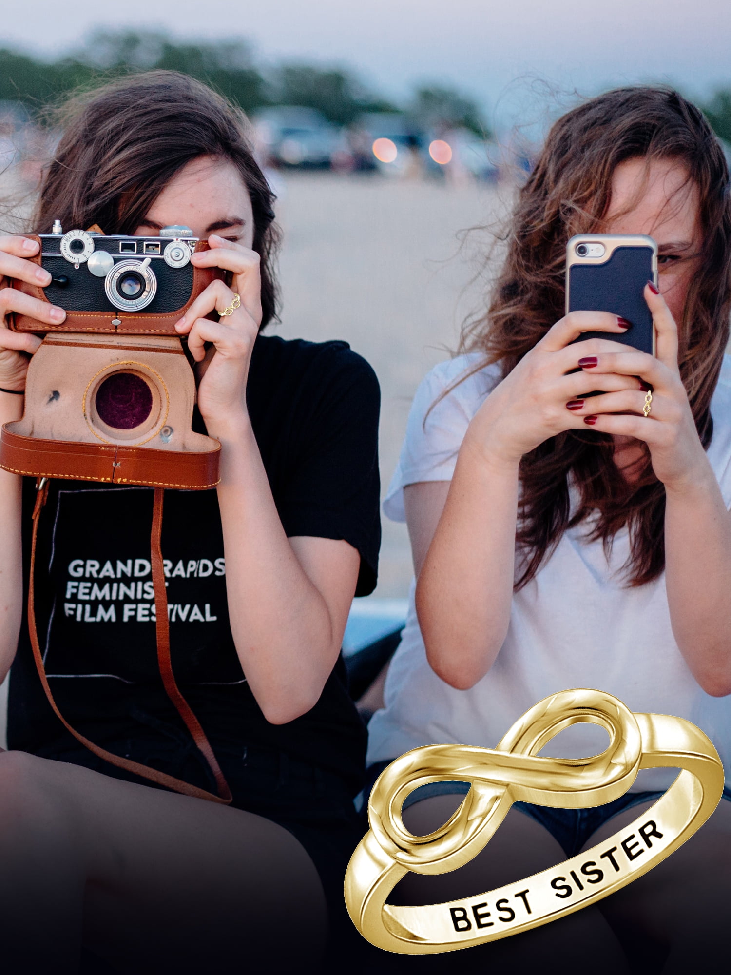 JewelersClub 0.925 Sterling Silver Infinity Friendship Ring for Women | Personalized Best Sister Eternity Knot Symbol Band