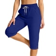 thumbnail image 5 of SBYOJLPB Women's Capris Pants Elastic Waist Drawstring Loose Casual Cropped Trousers with Pockets, 5 of 9