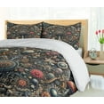 thumbnail image 2 of Ambesonne Hippie Duvet Cover Set, Trippy Aura Abstract Jungle, Queen, Dark Slate Blue Teal Pink, 2 of 5
