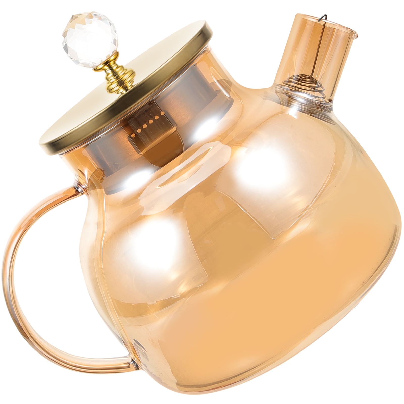 LEORX 1Set Glass Pitcher Heat Resistance Cold and Hot Beverage Storage Square Shape Orange 1L