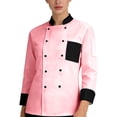 thumbnail image 2 of GrmtClth Chef Jacket for Men Double-Breasted Hombre Cook Coat Long Sleeve Soft Comfy Restaurant Uniform Pink S, 2 of 5
