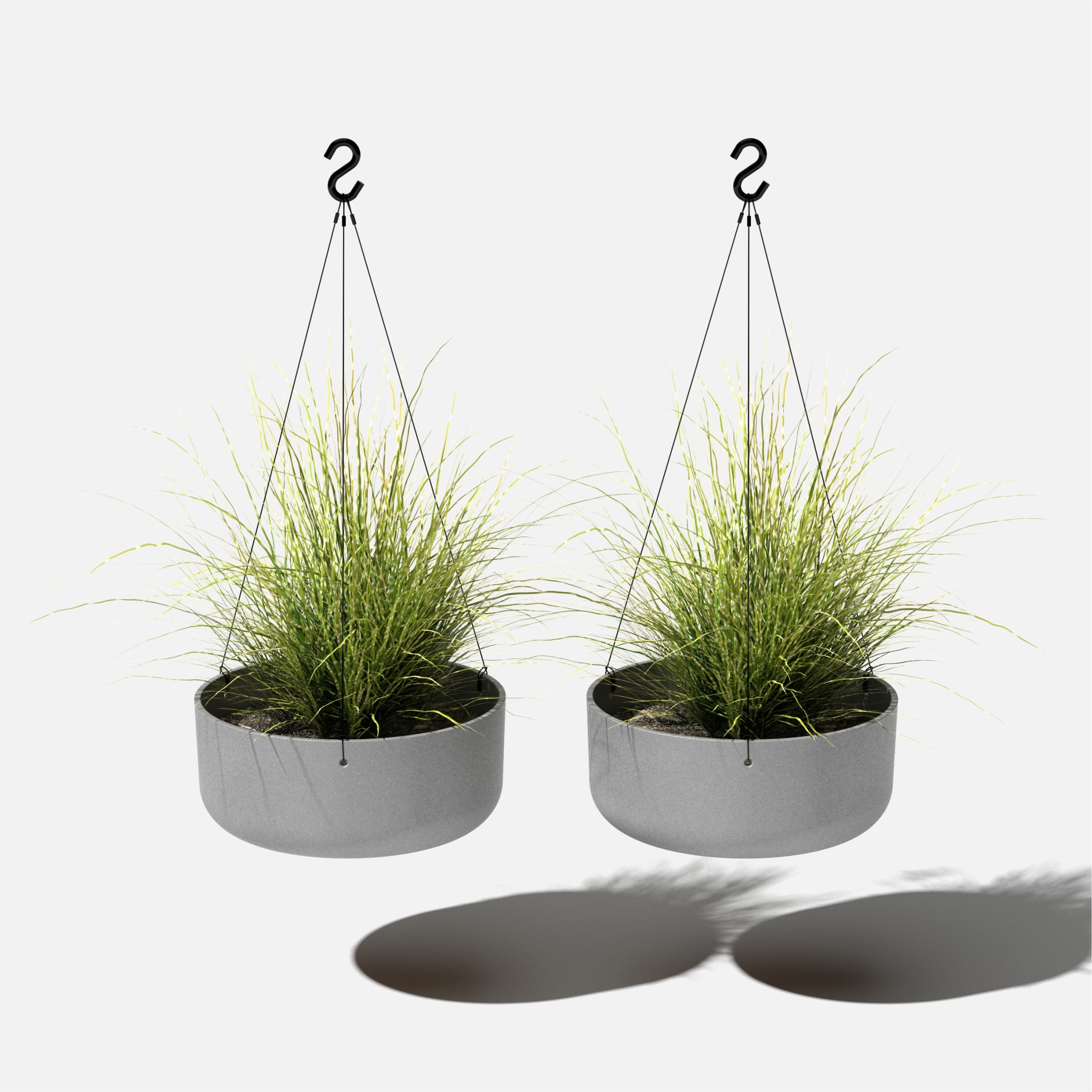 Veradek Mason Series Hanging Kona Bowl 14" Plastic-Stone Planter 2-Pack Gray