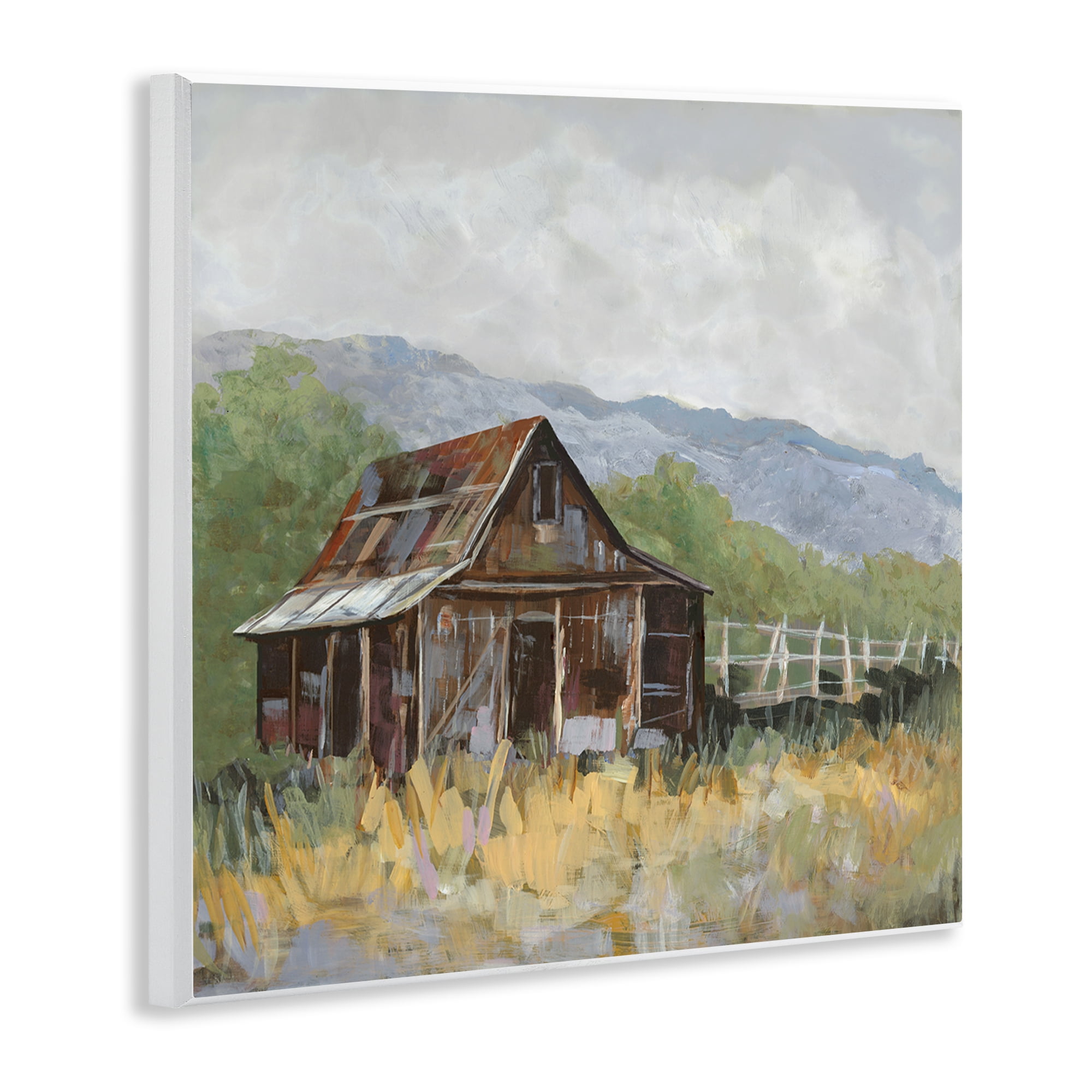 Stupell Industries Rustic Rural Lodge Landscape & Nature Painting Unframed Art Print Wall Art, 12 x 12