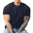 thumbnail image 5 of ShomPort Mens Short Sleeve Tops Gym Workout Solid Color T Shirts Regular Athletic Round Neck Tee Summer Daily Tee, 5 of 6