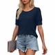 thumbnail image 4 of Ounisa Womens 2025 Summer Sweater Top Short Sleeve Blouses Dressy Casual Shirts Business Tops Cute Vacation Tunic, 4 of 7