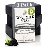 Southern Natural Activated Charcoal Soap Bar (3 Pack) Charcoal Face Soap and Body Soap For Sensitive Skin. Made With Dead Sea Mud, Goat Milk & Peppermint Essential Oil