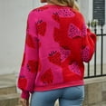 thumbnail image 7 of Womens Strawberry Cardigan Fall Long Sleeve Open Front Knit Sweater Casual Cute Graphic Cardigans Preppy Clothes Red, M, 7 of 7