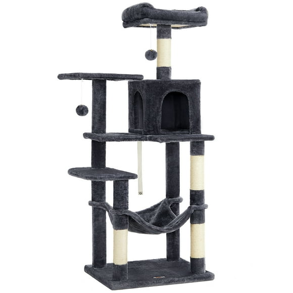 Feandrea Cat Tree, 56.3'' Cat Tower for Indoor Cats, Multi-Level Cat Condo with Scratching Posts, Perches, Hammock and Cave