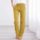 thumbnail image 2 of Pantalones informales rectos de algodón y lino con cintura elástica para mujer - Cintura media, cordón, para todas las estaciones, 2 of 5