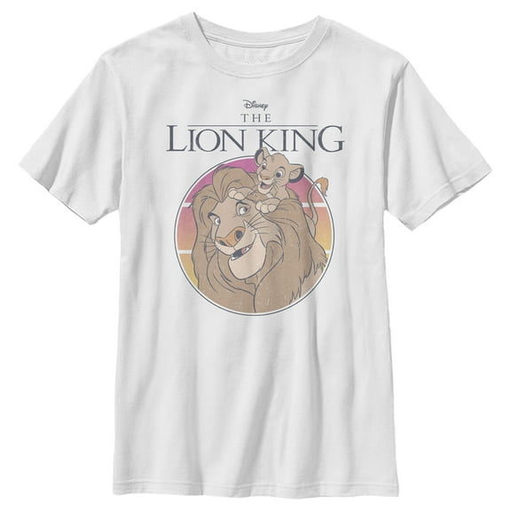 Boy's Lion King Mufasa and Young Simba Graphic Tee White X Small