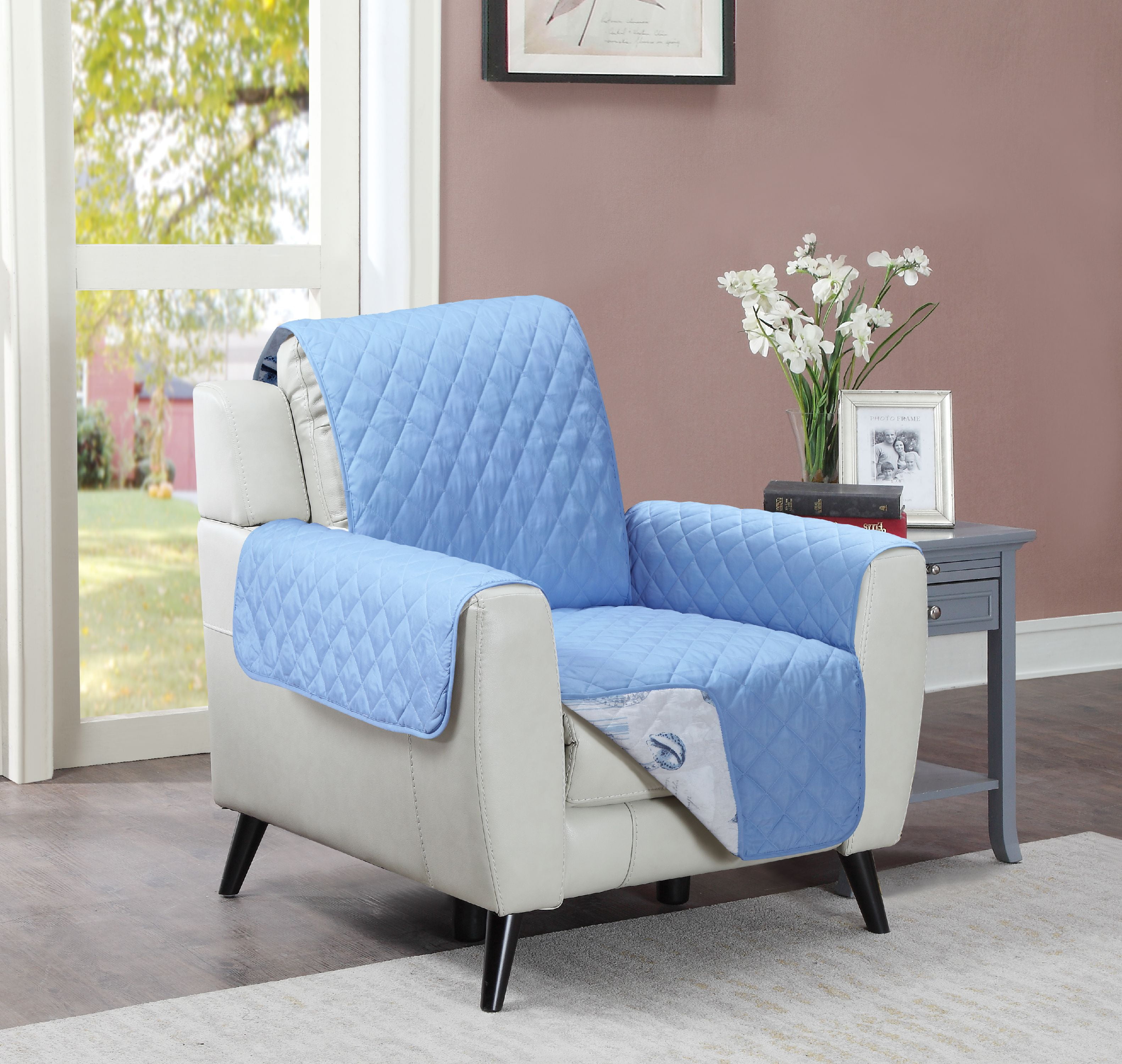 Ocean Postcards Reversible Chair Protector