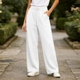 thumbnail image 6 of Kctiaxy Wide Leg Pants for Women Solid Fashion Baggy Sweatpants Elastic Waist Drawstring Lounge Pants, 6 of 7