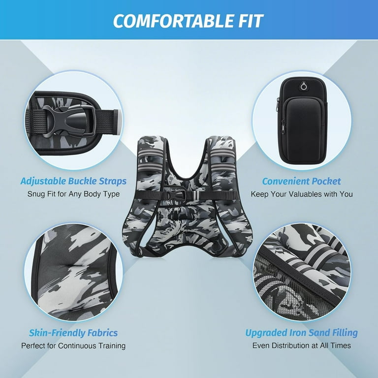 Weighted Vest, 8lb/12lb/16lb/20lb/25lb/30lb Weight Jersey