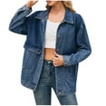 thumbnail image 2 of CaComMARK PI 2024 Jean Jackets for Women Fashion Oversized Button Down Denim Jacket Western Fall Shacket Jacket with Pockets todays daily deals clearance, 2 of 9