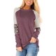 thumbnail image 1 of Blusas con estampado de leopardo y manga larga con bloques de color para mujer, camisas casuales holgadas a rayas con cuello redondo, blusas tipo túnica, 1 of 4