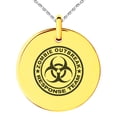 thumbnail image 1 of Stainless Steel Zombie Outbreak Response Team Engraved Small Medallion Circle Charm Pendant Necklace, 1 of 1