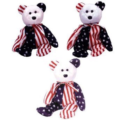 LIBERTY BEARS MWMTs Set of all 3 - Red, White & Blue heads TY Beanie Babies 