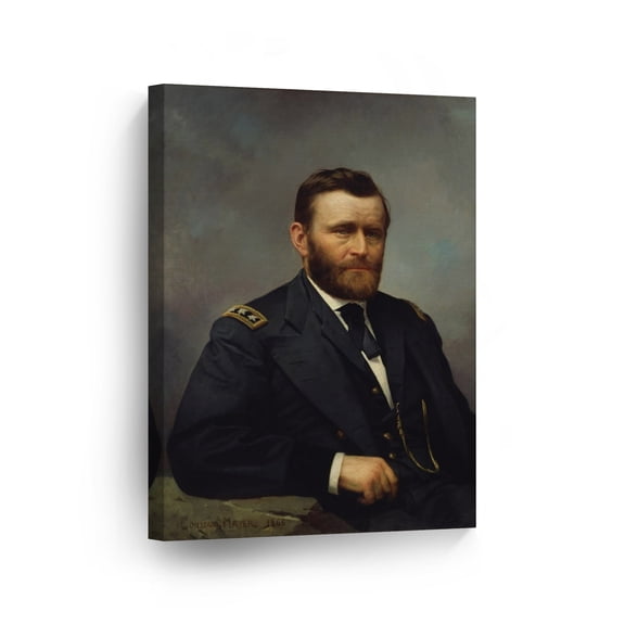 Smile Art Design 18th President of The United States of America Ulysses S. Grant Portrait Oil Painting Canvas Wall Art Print American History Political Icon Office Library Living Room Home Decor 12x8