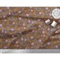 thumbnail image 3 of Soimoi Japan Crepe Satin Fabric Leaves & Periwinkle Floral Print Fabric by The Yard 42 Inch Wide, 3 of 3