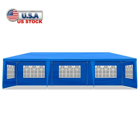 Tcbosik 10x30ft Canopy with 8 Sidewall, Outdoor Waterproof Wedding Party Tent for Parties Canopy Gazebo, Blue