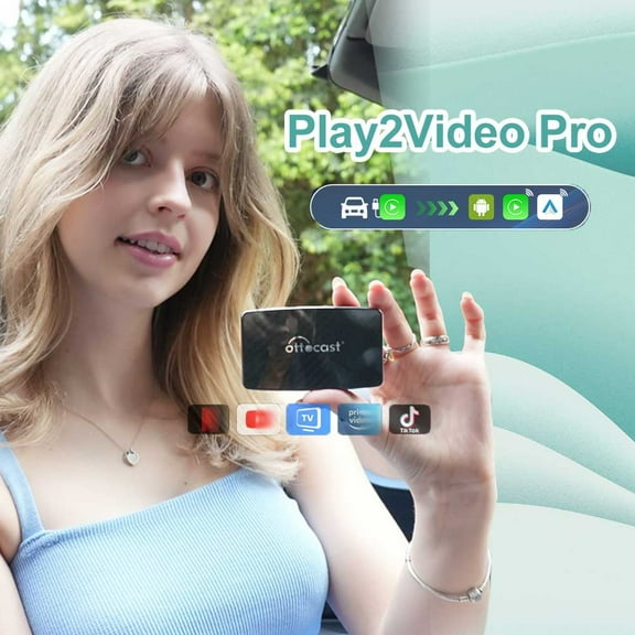 Ottocast Play2Video Pro CarPlay Android Auto Wireless Adapter Android 12 Built-in 5 App