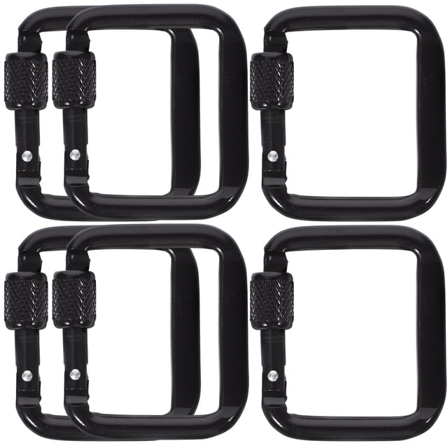 MasteelfCA 6pcs Outdoor Buckles Square Shaped Carabiners Camping Aluminium Keychains