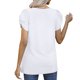 thumbnail image 3 of Camiseta de Mujer Cuello en V Manga Corta Diseño retorcido Color Puro Top Informal para Viajes a casa Blanco XXL, 3 of 5
