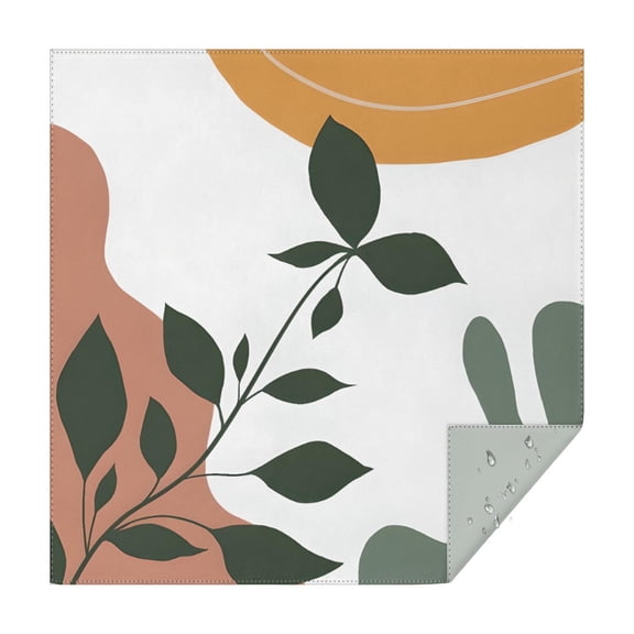 Brown Boho Plant Pattern Square Tablecloth,Waterproof Square Table Cover,Wipeable Spillproof Washable Table Cover for Home Kitchen Party Decor 42"X42"(107x107cm)