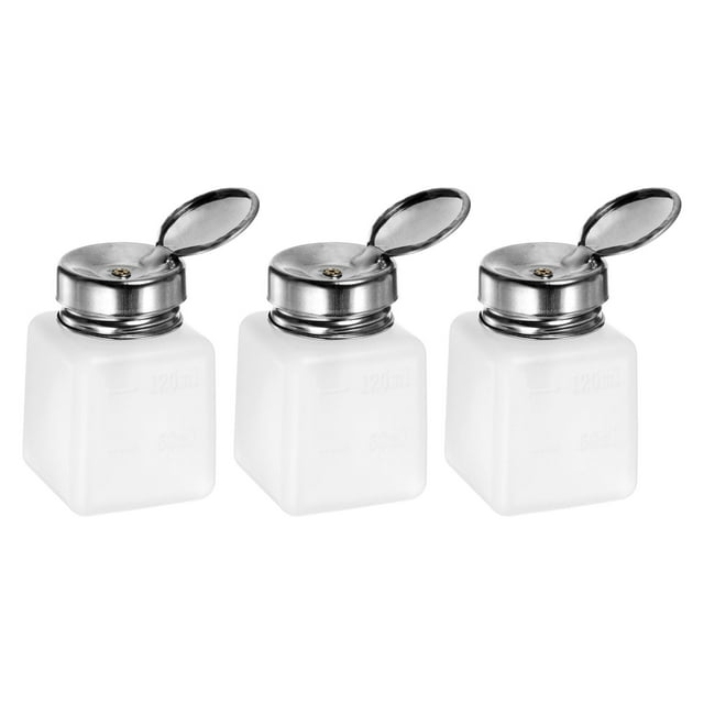 Unique Bargains 3 Pcs Distributeurs de Solvant Alcool 120ml(4oz) Pompe Distributeur de Liquide avec Couvercle en Acier Inoxydable, Blanc