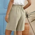 thumbnail image 4 of RYRJJ Women's Wide Leg Bermuda Shorts High Waist Adjustable Belted Loose Summer Lounge Long Shorts with Pockets(Beige,XXL), 4 of 8