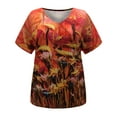 thumbnail image 4 of Puntoco - Camiseta de manga corta suelta con cuello en V y estampado informal para mujer Puntoco Puntoco-5194, 4 of 4