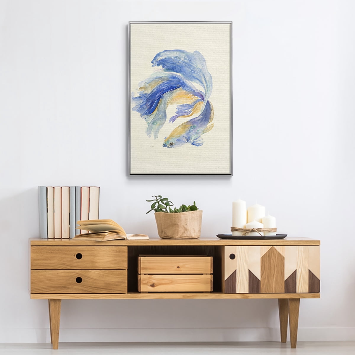 Betta II Framed Premium Gallery Wrapped Canvas - Ready to Hang - 25 x 37 - Silver Floating Frame
